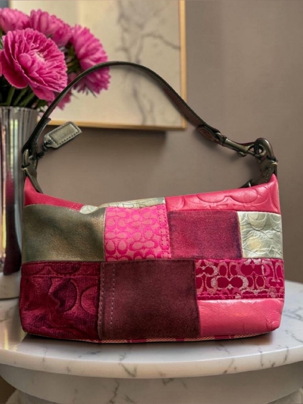coach pink patchwork